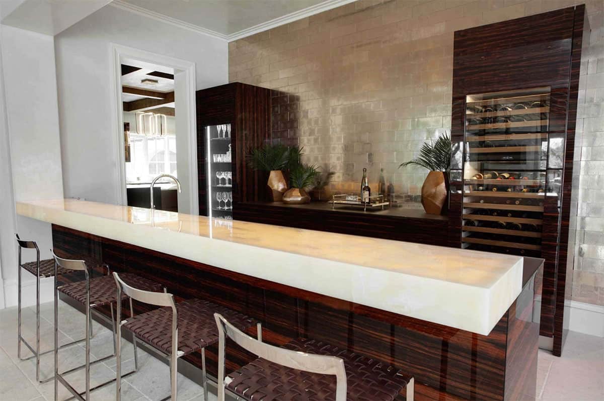 natural stone behind bar