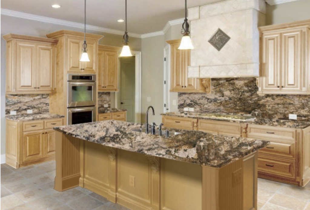 Maple wood cabinets on this granite kitchen