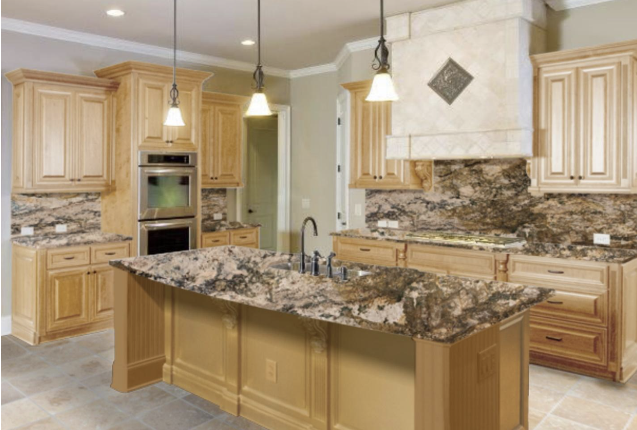 Maple wood cabinets on this granite kitchen