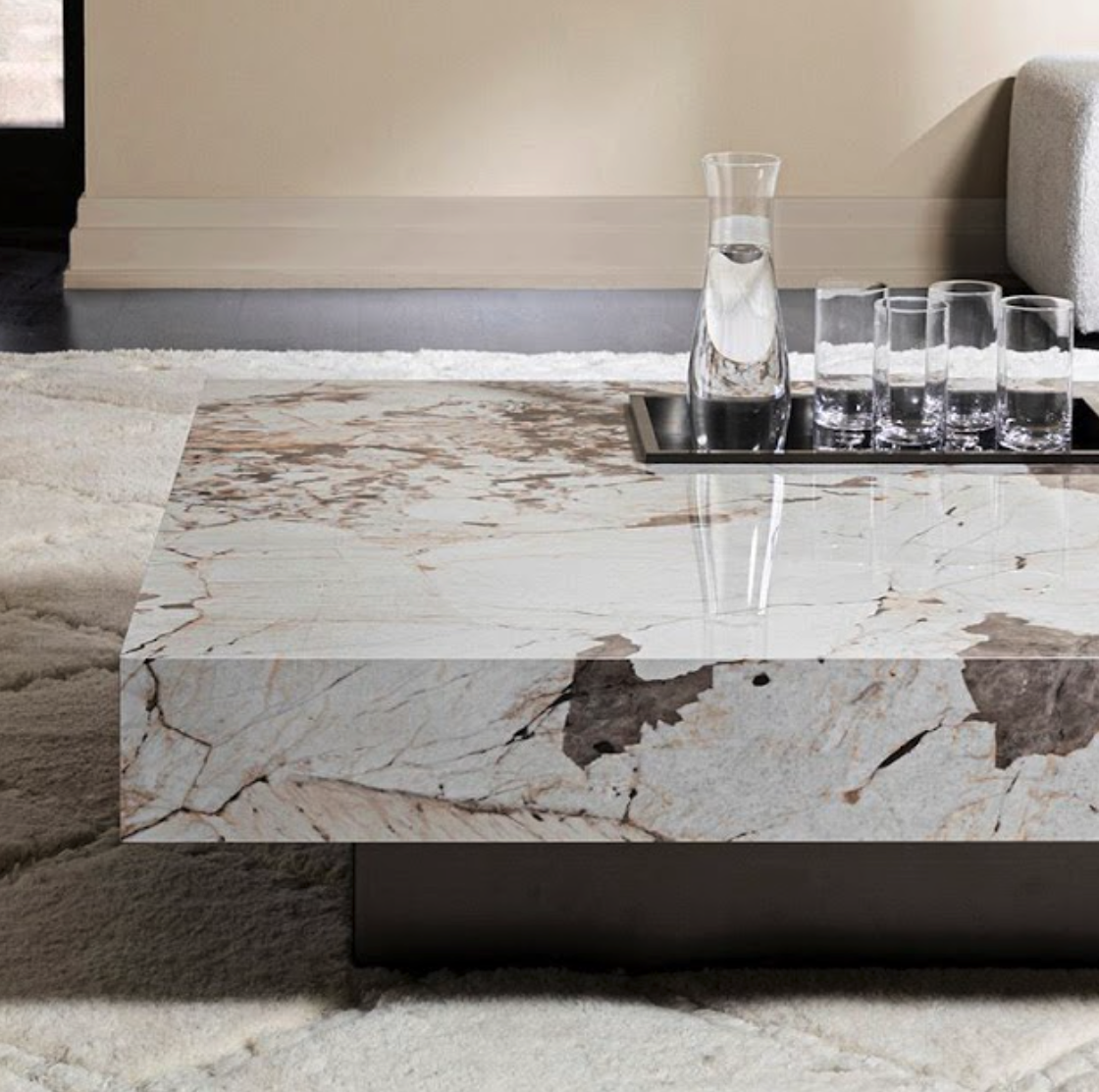 auburn white marble coffee table