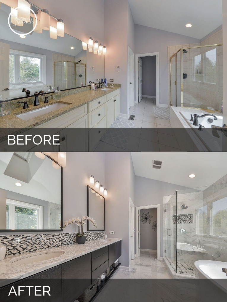 before and after bathroom countertop replacement 1