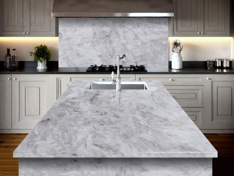 cristallo quartzite kitchen
