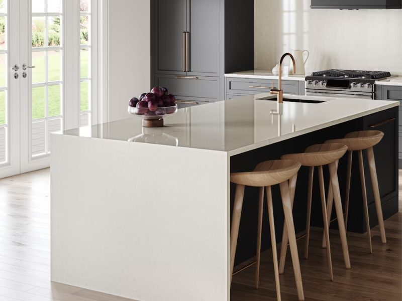 linen cream kitchen quartz