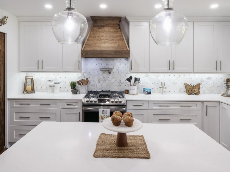 white quartz kitchen